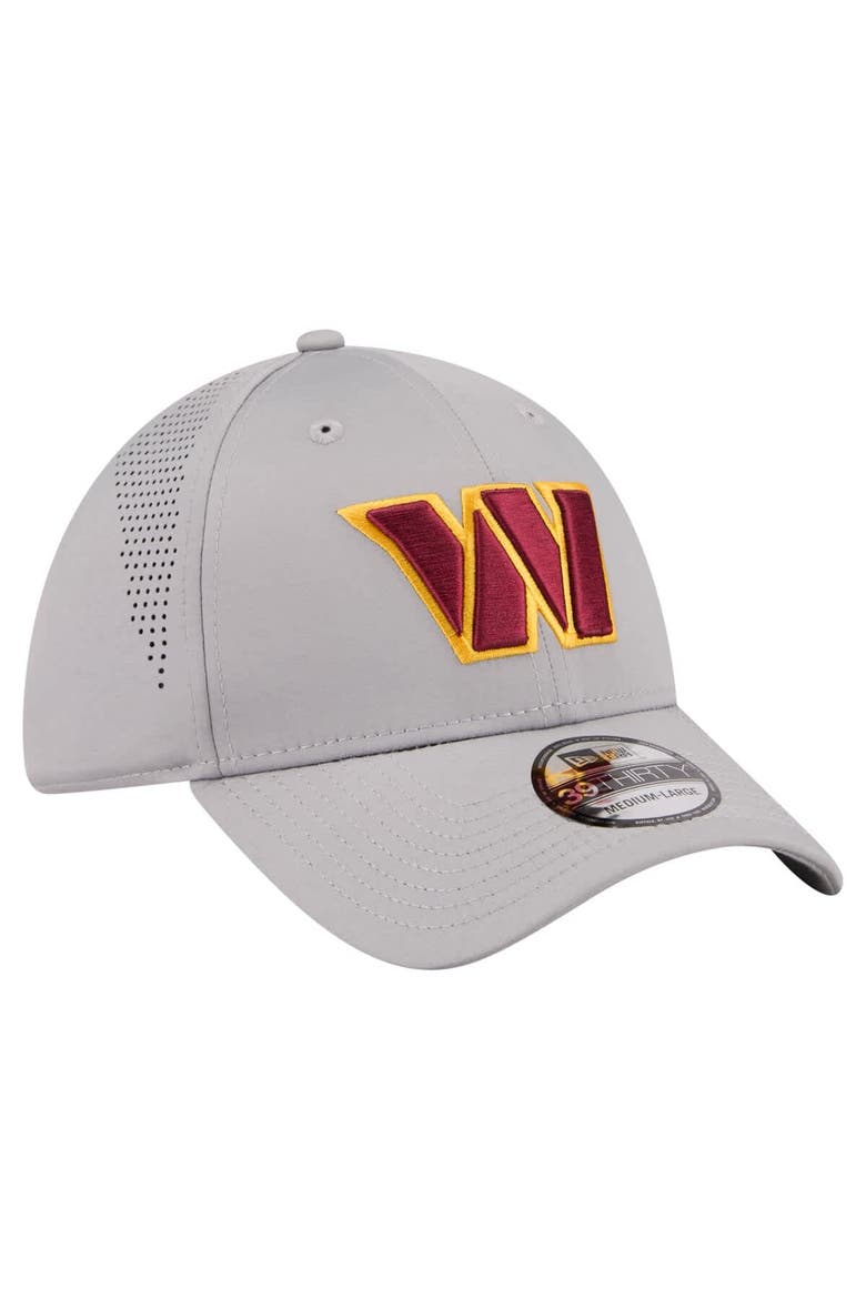 Men's New Era  Gray Washington Commanders Perforated 39THIRTY Flex Hat, Alternate, color, Gray