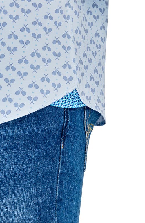 Construct Tennis Racket Woven Short Sleeve Shirt In Lt Blue