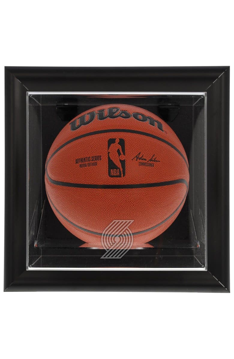 FANATICS AUTHENTIC Portland Trail Blazers Framed Black Wall-Mounted Team Logo Basketball Display Case, Main, color, 