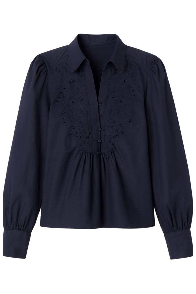 Rachelle Pop Over Blouse, Alternate, color, Maritime Blue