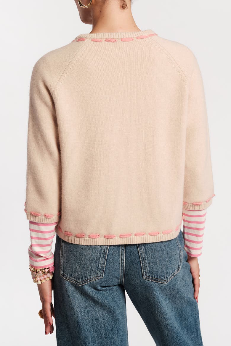 Border Flower Cardigan Heirloom Floral, Alternate, color, Oyster/Multi
