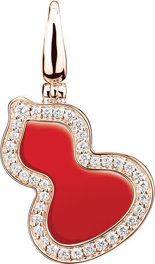 Qeelin Small Wulu Red Agate & Diamond Pendant Necklace