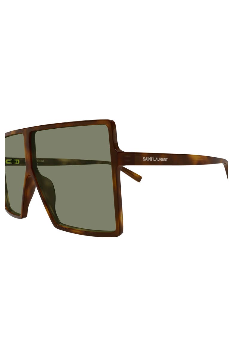 Saint Laurent 68mm Oversize Flat Top Sunglasses, Alternate, color, Havana