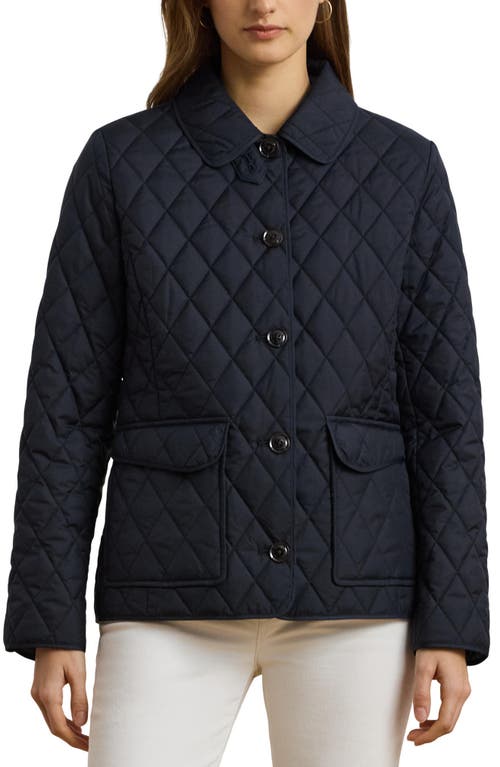 Shop Ralph Lauren Lauren  Diamond Quilted Jacket In Dark Navy