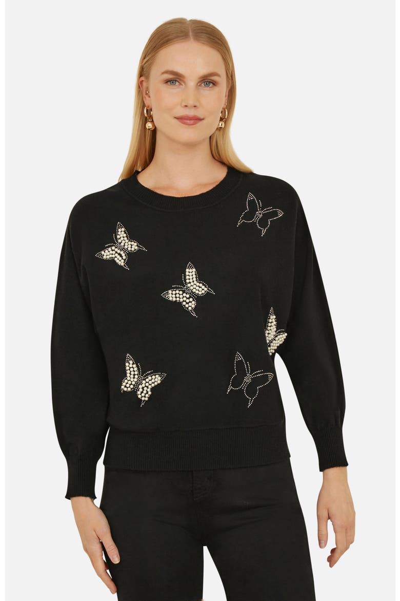 Sequin Butterfly Jumper, Main, color, Black