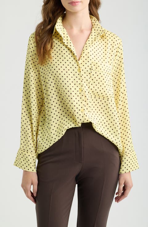 Survivor Polka Dot Print Button-Up Shirt