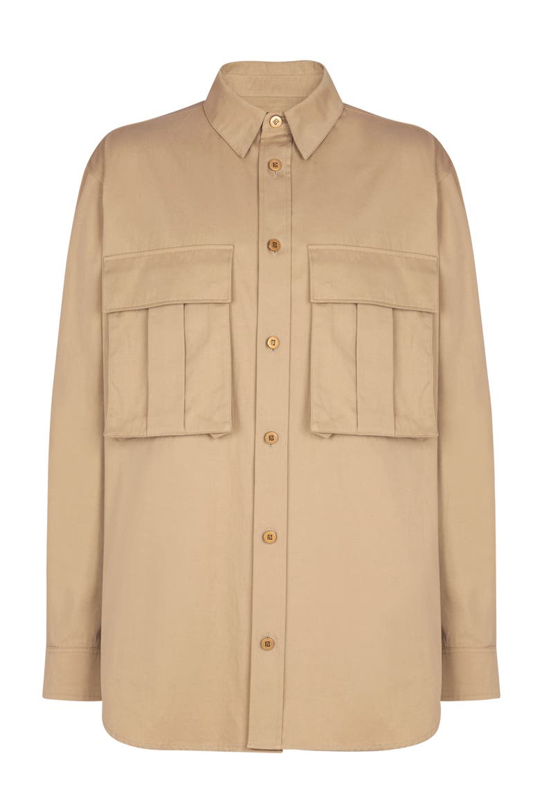 Cotton safari shirt, Main, color, beige