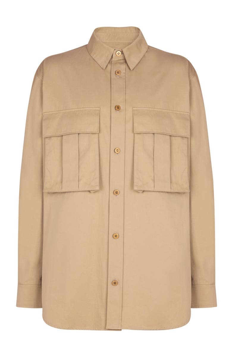 Balmain Cotton safari shirt, Main, color, Beige