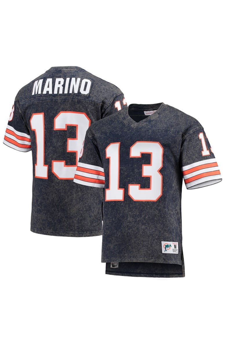 Mitchell & Ness Men's Mitchell & Ness Dan Marino Navy Miami Dolphins Retired Player Name & Number Acid Wash T-Shirt, Main, color, 