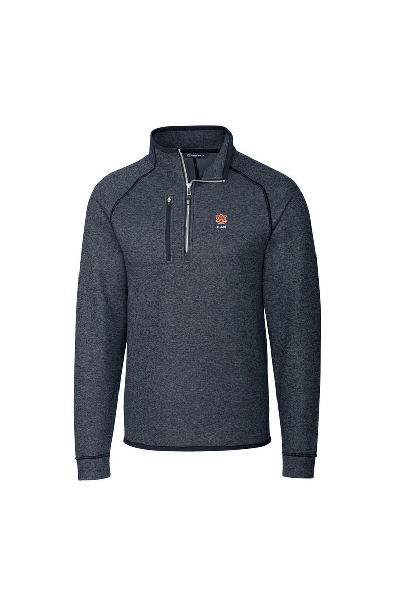 Cutter & Buck Men's Cutter & Buck  Heather Navy Auburn Tigers Alumni Logo Mainsail Sweater-Knit Half-Zip Pullover Jacket, Alternate, color, 