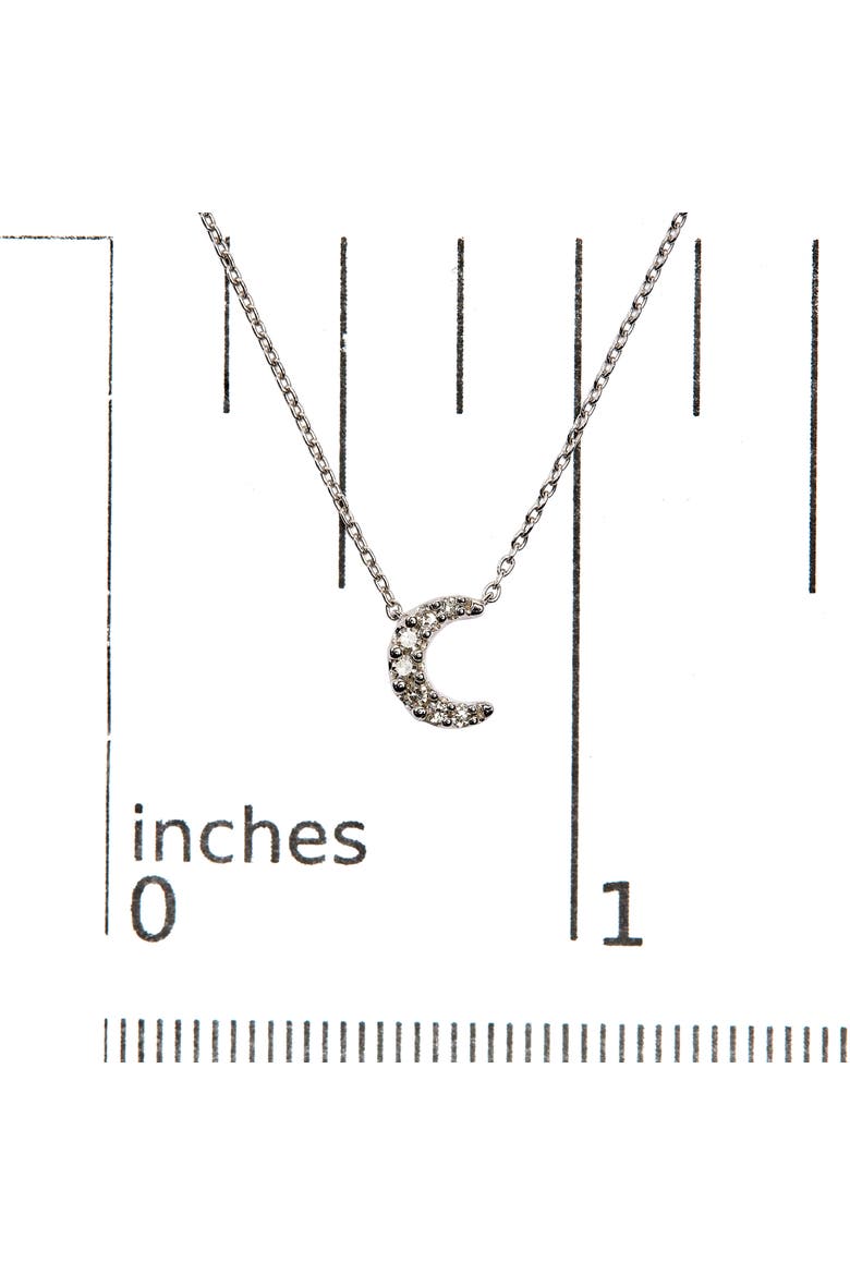 10K White Gold Diamond Accented Crescent Moon Shaped Inch Pendant Necklace, Alternate, color, White