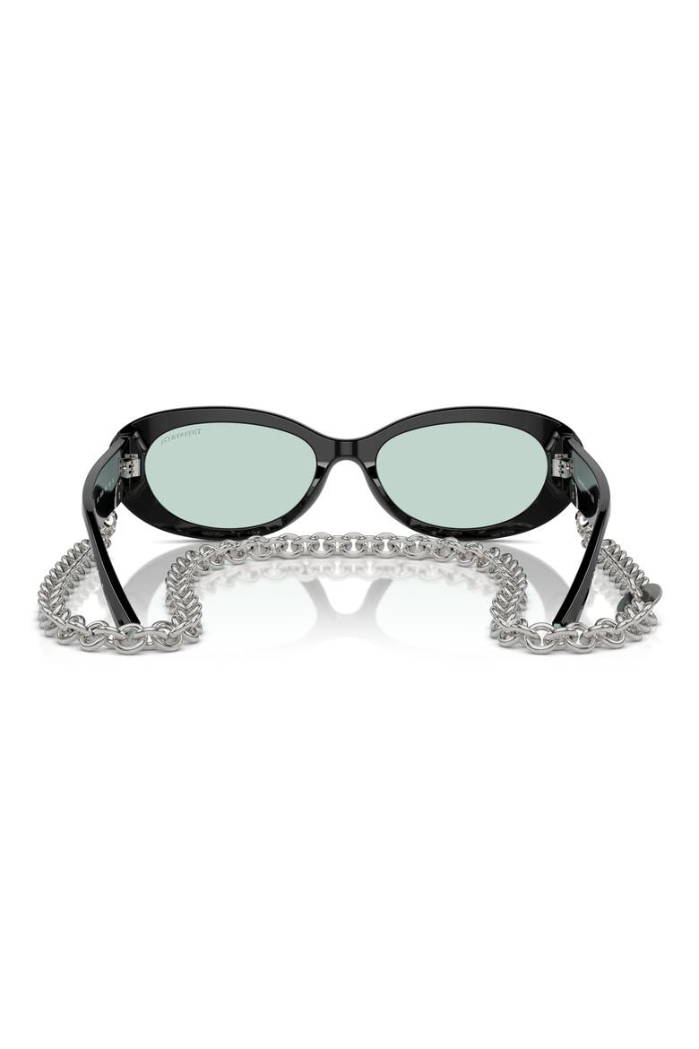 54mm Oval Sunglasses with Chain, Alternate, color, BLACK