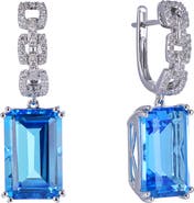 Kahn High Jewelry Swiss Blue Topaz Earrings with Diamonds