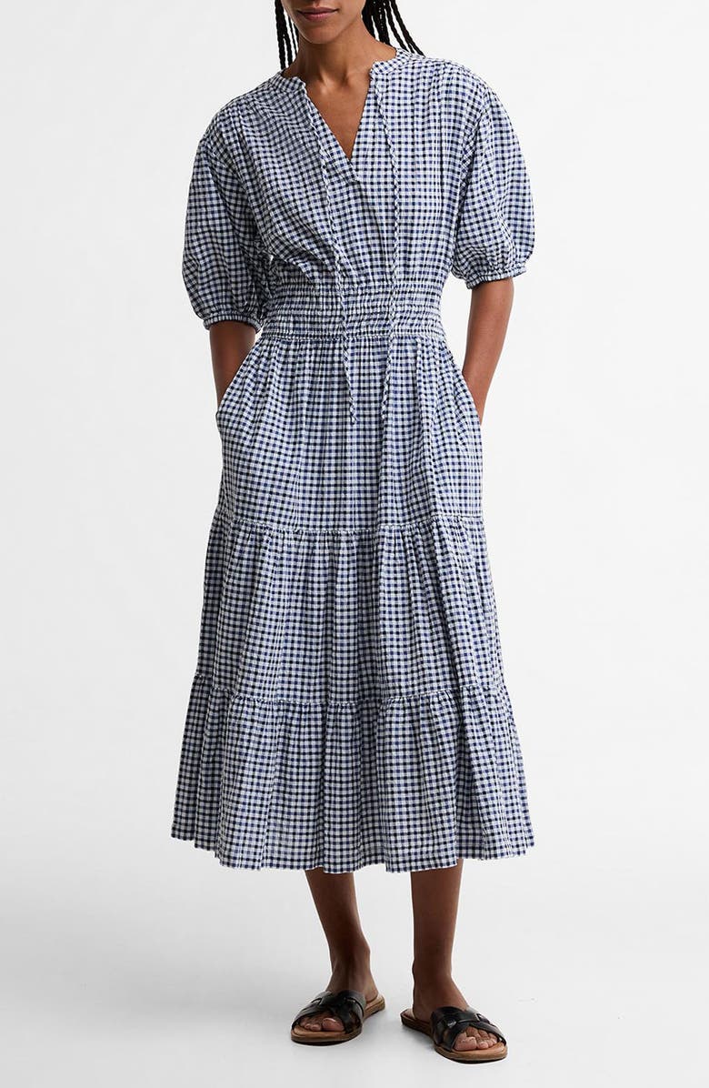 Barbour Ashwell Check Print Midi Dress, Main, color, Multi Gingham