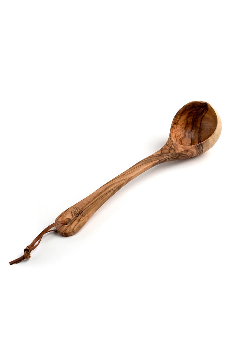Berard Handcrafted Olive Wood 14-Inch Ladle, Main, color, Brown