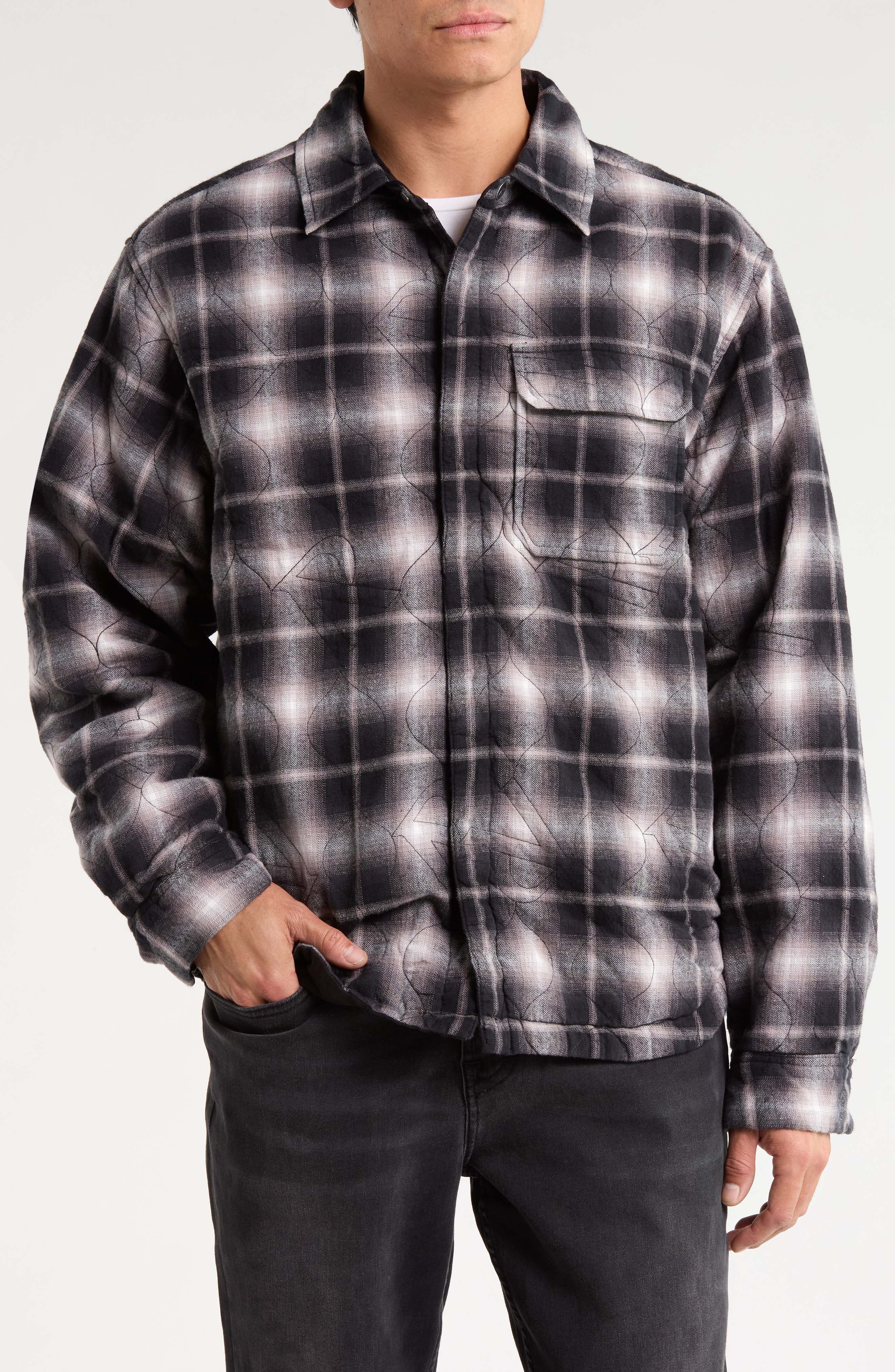 Represent Logo Quilted Shirt Jacket (Men) | Nordstrom