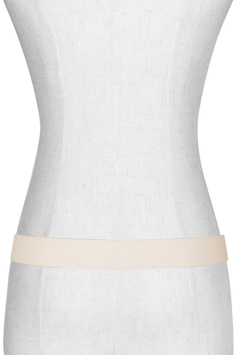 Flat Ring Leather Belt, Alternate, color, MILK