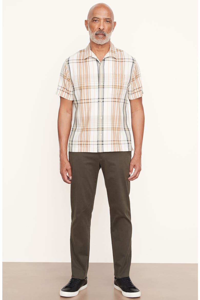 Ibiza Plaid Short Sleeve Button-Up Shirt, Alternate, color, BONE/ CATHAY SPICE