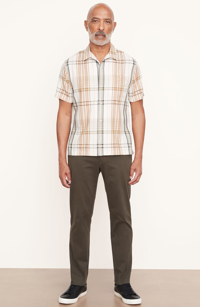 Vince Ibiza Plaid Short Sleeve Button-Up Shirt, Alternate, color, Bone/ Cathay Spice