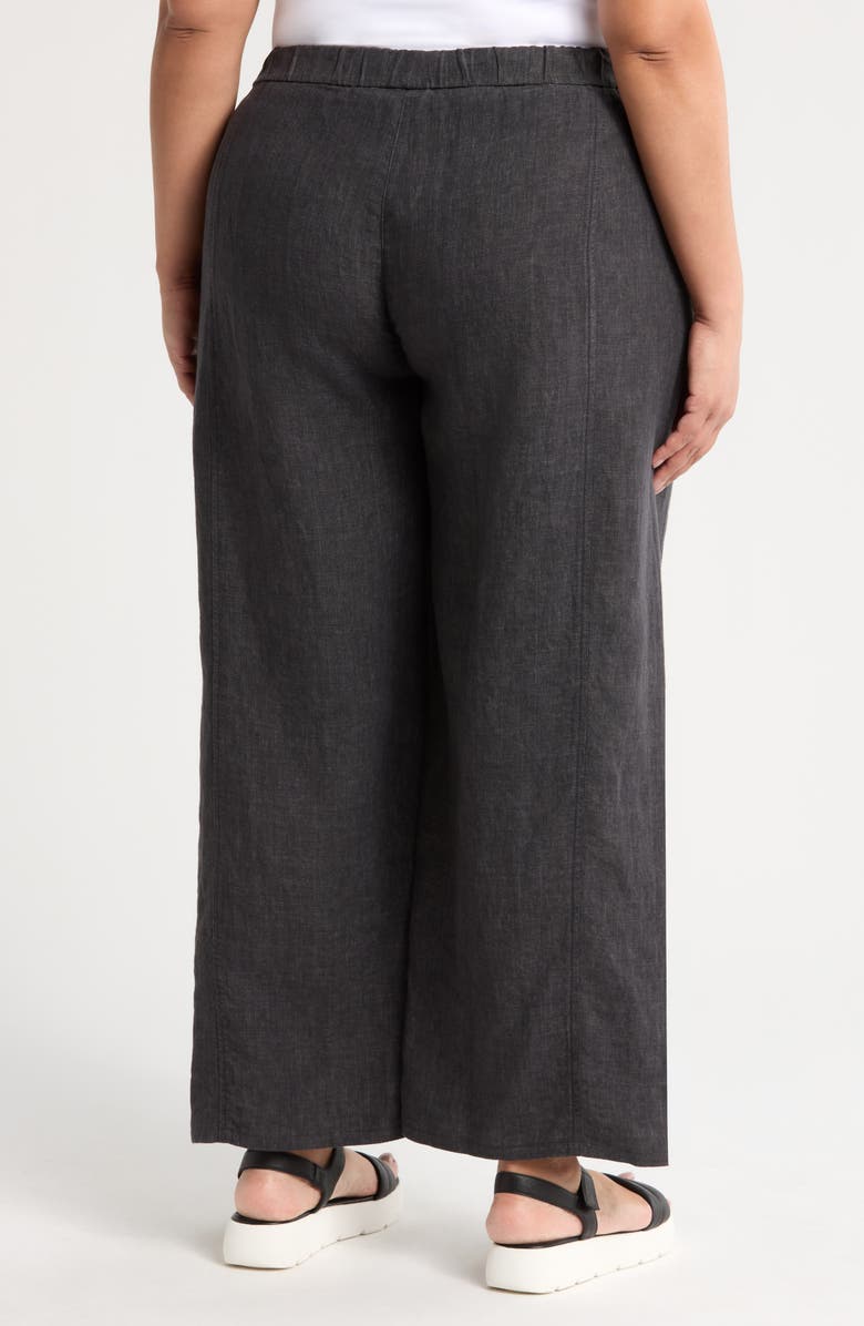 Eileen Fisher Wide Leg Organic Linen Ankle Pants, Alternate, color, Graphite