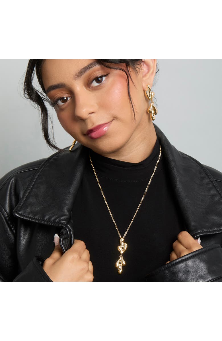 BCBG Generation Sculptural Heart Drop Earrings, Alternate, color, Gold