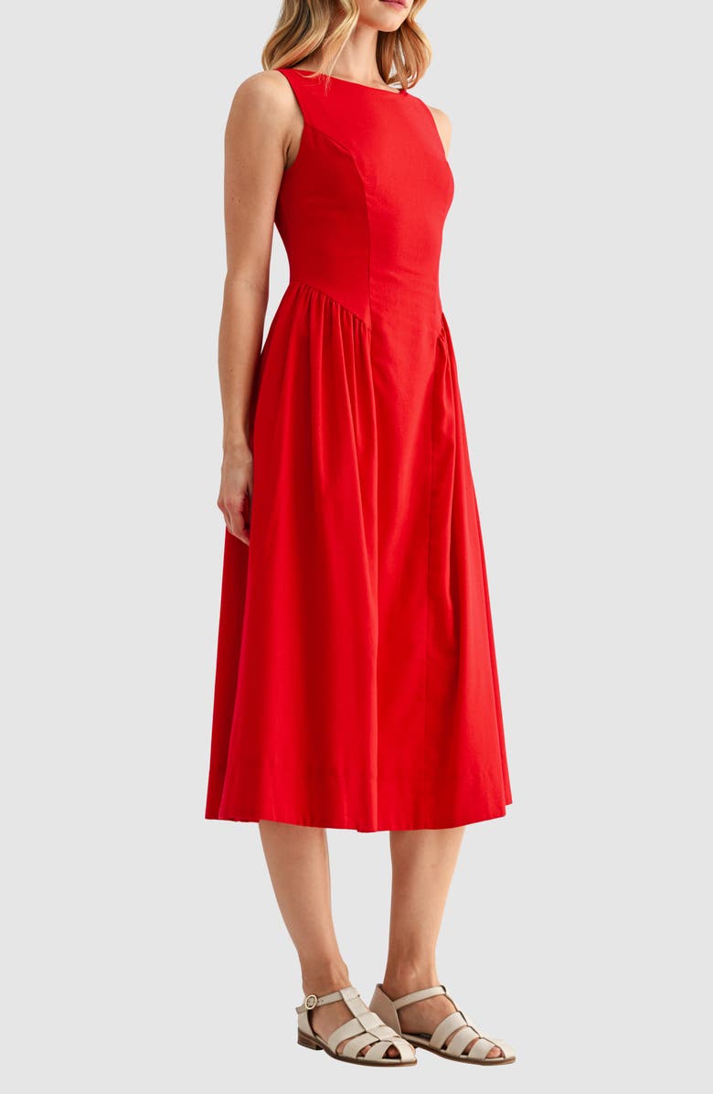 All in Favor Fit & Flare Midi Dress, Alternate, color, Red