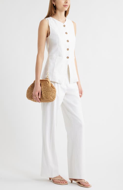 Open Edit Linen Blend Vest In White
