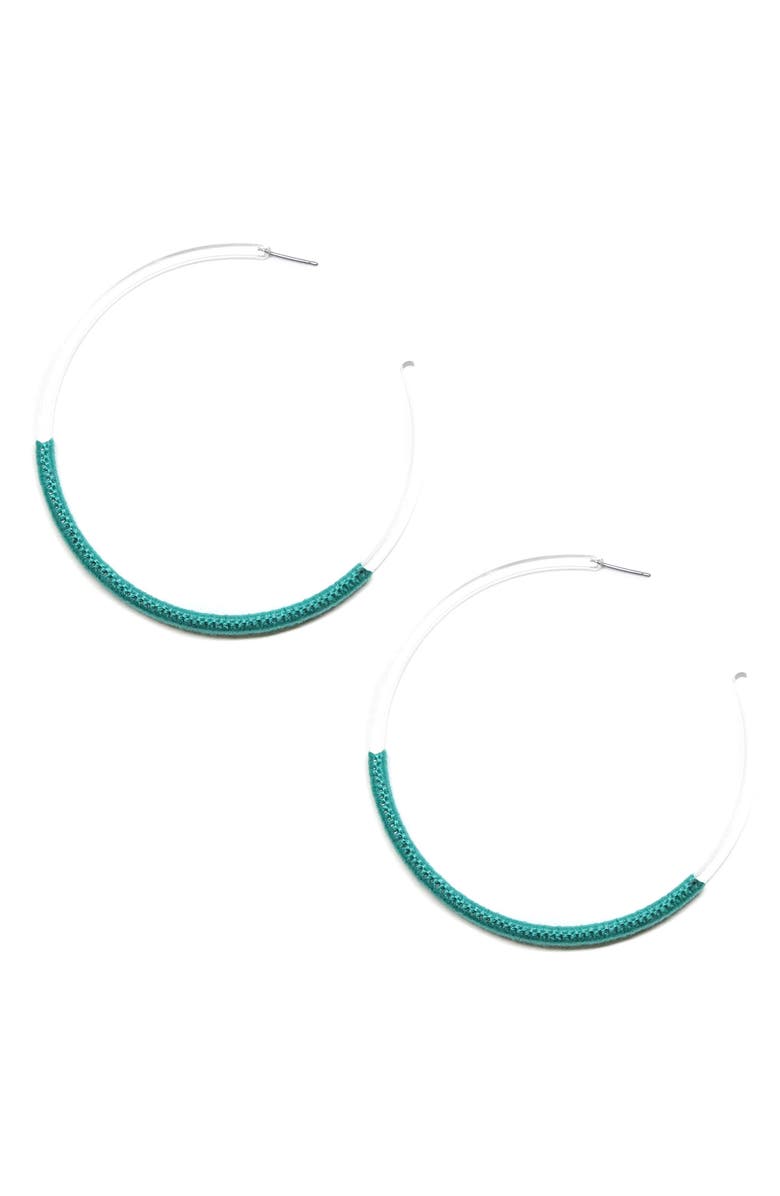 Ettika 76mm Large Clear Lucite Hoop Earrings, Main, color, 