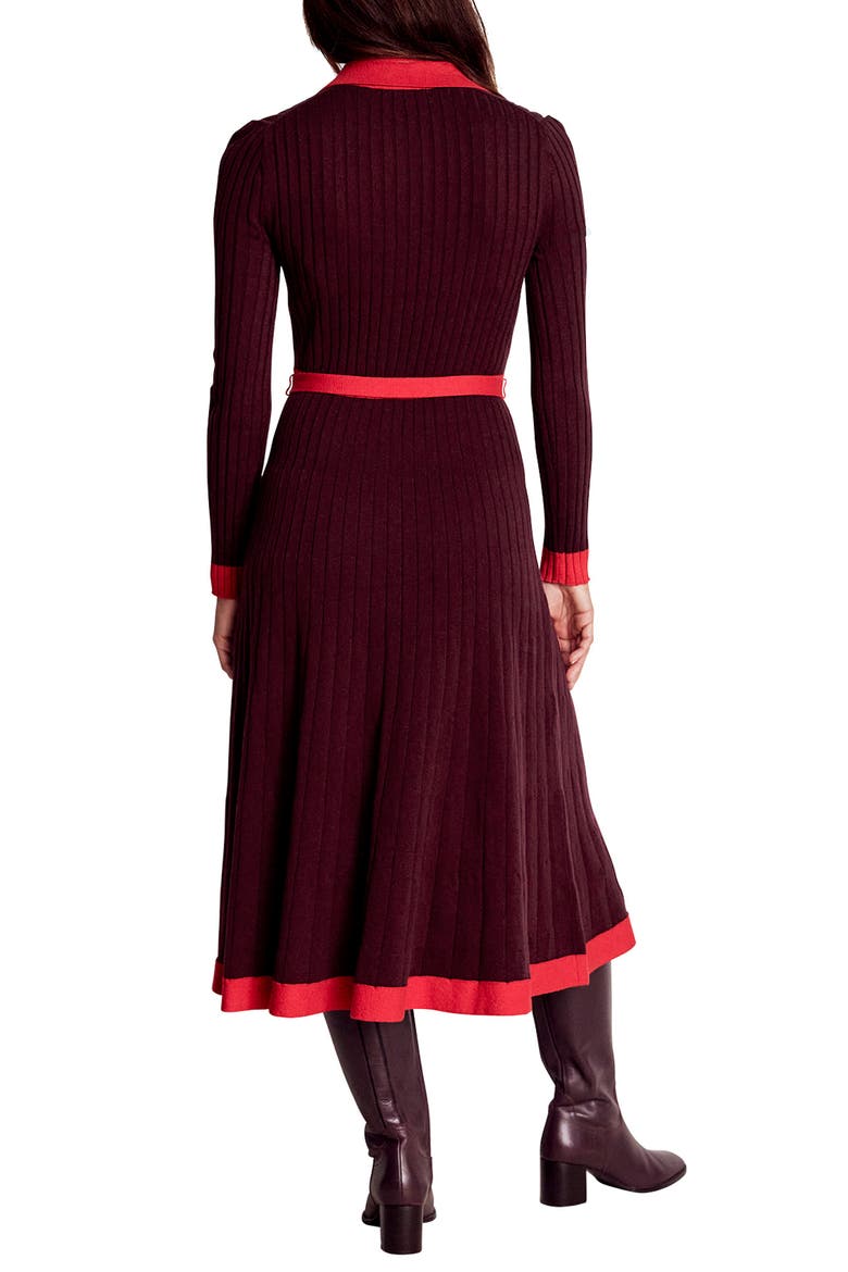 Rachel Long Sleeve Cotton & Wool Rib Shirtdress, Alternate, color, DEEP WISTERIA