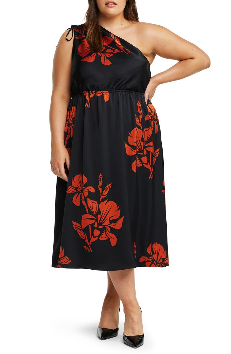 Estelle Morocco Blooms One-Shoulder Midi Dress, Main, color, 