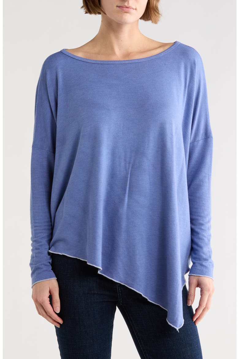 Tie Dye Asymmetrical High-Low Hem Sweater, Main, color, LYONS BLUE