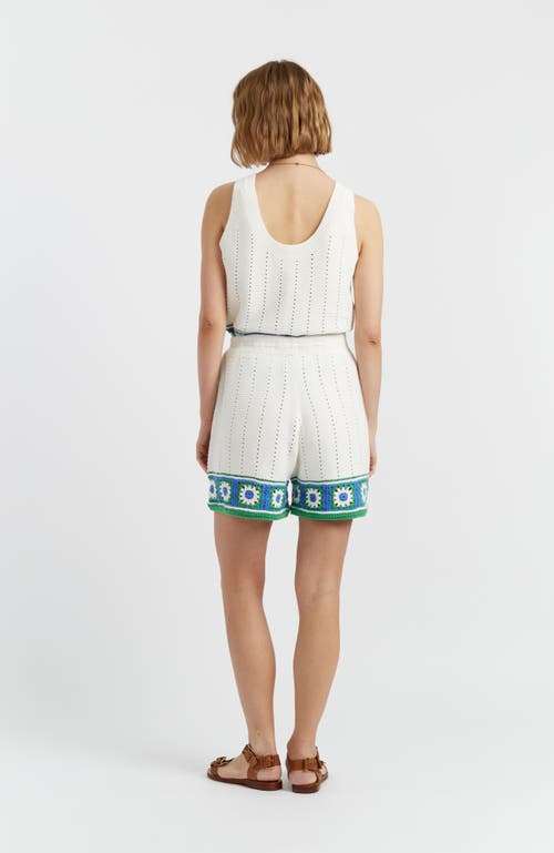 Chinti & Parker Cream Cotton Hand Crochet Shorts In Cream-blue