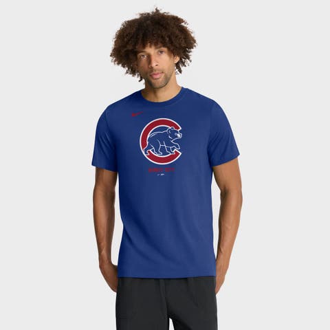 Men's Nike Royal Chicago Cubs Tri-Blend Logo T-Shirt