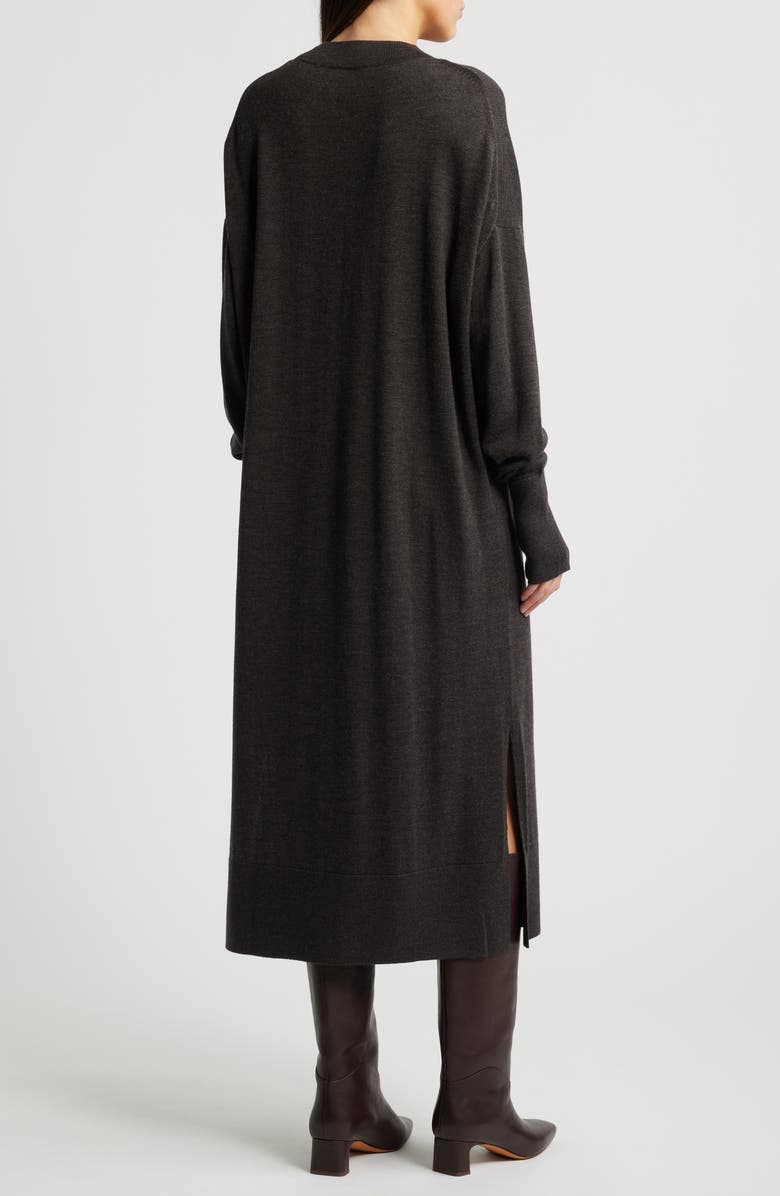 COS Long Sleeve Merino Wool Sweater Dress, Alternate, color, Brown Dark