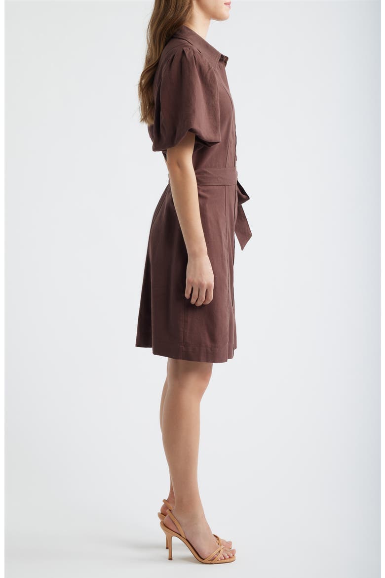 Lenni Button Front Minidress, Alternate, color, CHOCOLATE