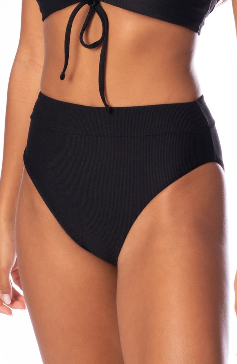 Maaji Jade Black Suzy Q Reversible Bikini Bottoms, Alternate, color, Black