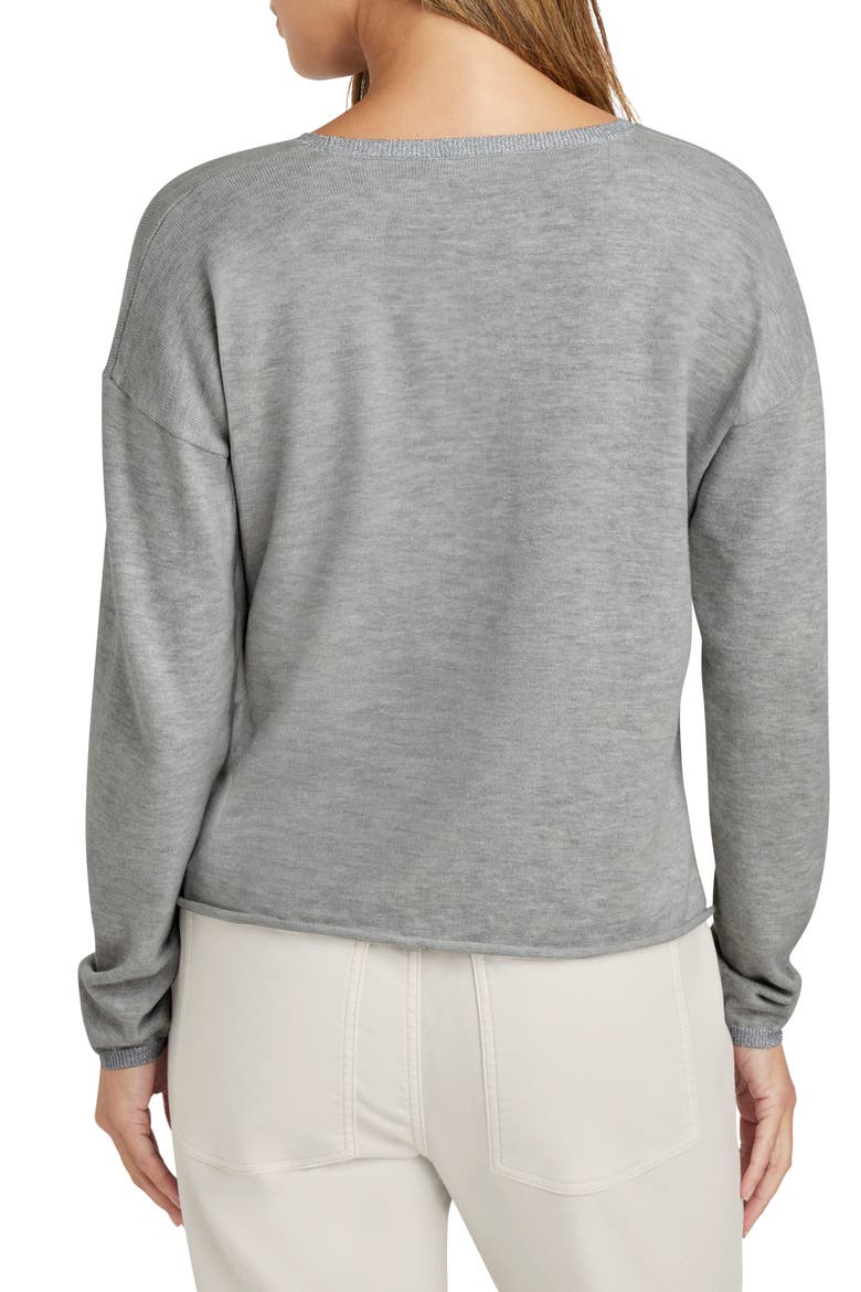 Darcy Metallic Detail Cotton Blend Sweater, Alternate, color, HEATHER GREY