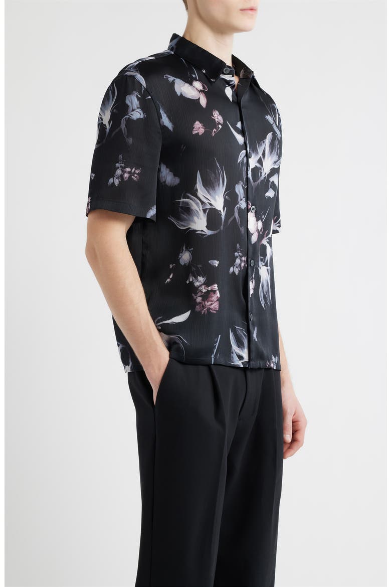 Oversize Floral Short Sleeve Button-Up Shirt, Alternate, color, BLACK INCANDESCENT FLORAL