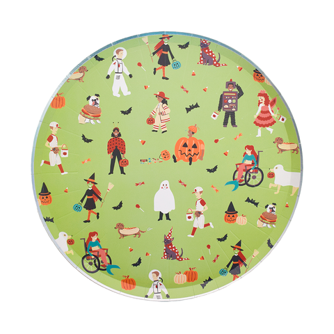 Trick or Treat Street Kids in Halloween Costumes Large Plates