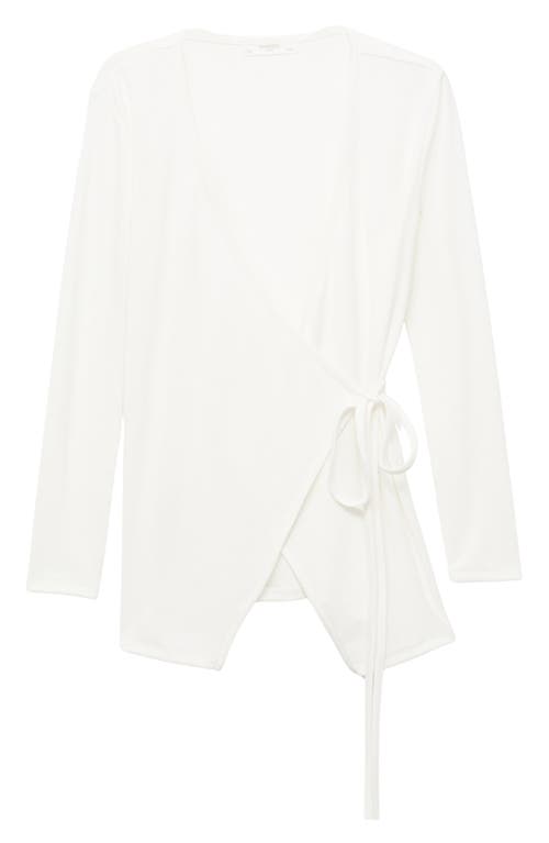 Mango Wrap Rib Cardigan In White