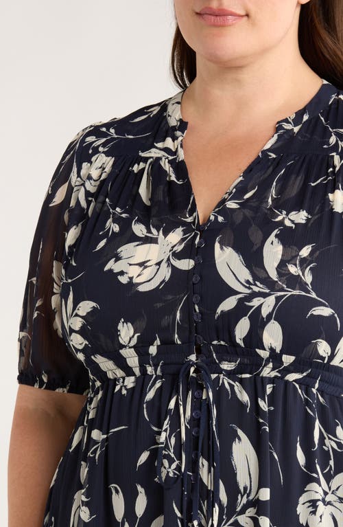 Gibsonlook Kira Print Drawstring Maxi Dress In Black