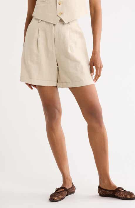 FRNCH Coraline Woven Linen Blend Shorts