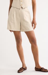 FRNCH Coraline Woven Linen Blend Shorts
