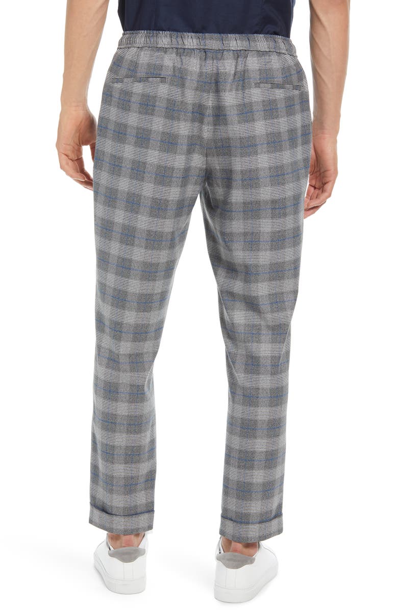 Open Edit Men's E-Waist Plaid Stretch Pants, Alternate, color, Blue Pop Plaid