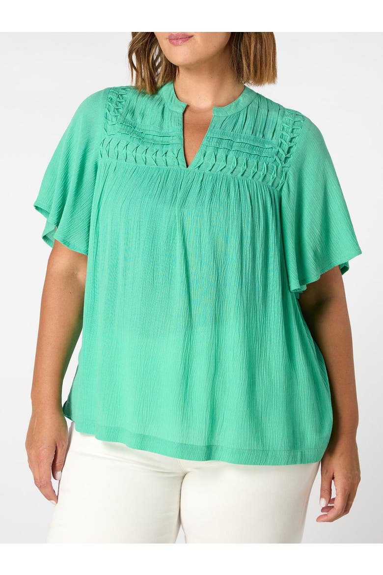 Crinkle Smocked Top, Alternate, color, Green
