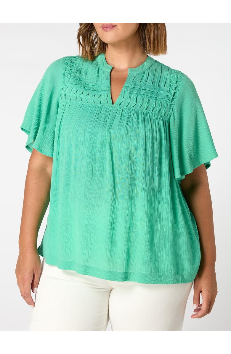 Live Unlimited Crinkle Smocked Top, Alternate, color, Green