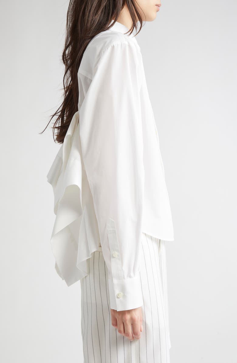 Sacai Ruffle Poplin Button-Up Shirt, Alternate, color,