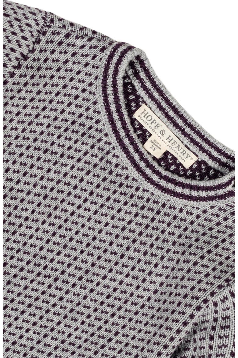 Boys' Organic Intarsia Crew Neck Sweater, Kids, Alternate, color, Gray Heather and Plum Birdseye