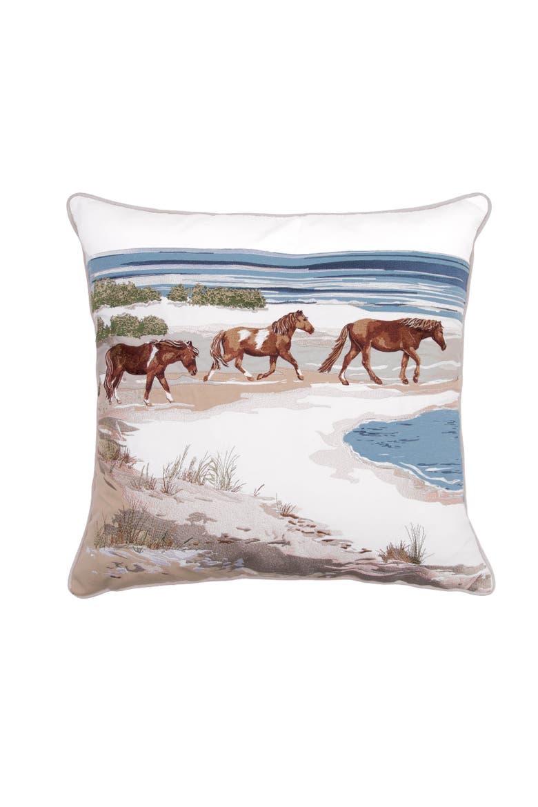 Hoofprints in the Sand Accent Throw Pillow  20" x 20", Main, color, Brown