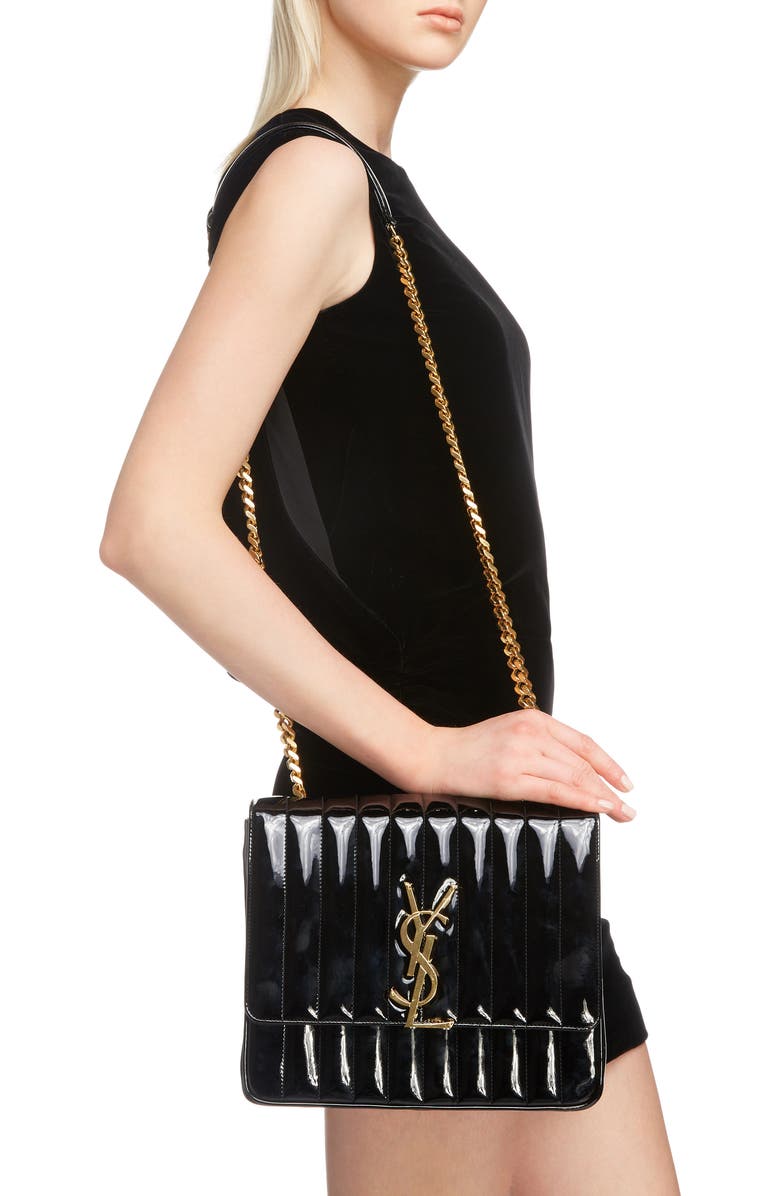 Saint Laurent Large Vicky Patent Leather Crossbody Bag, Alternate, color,